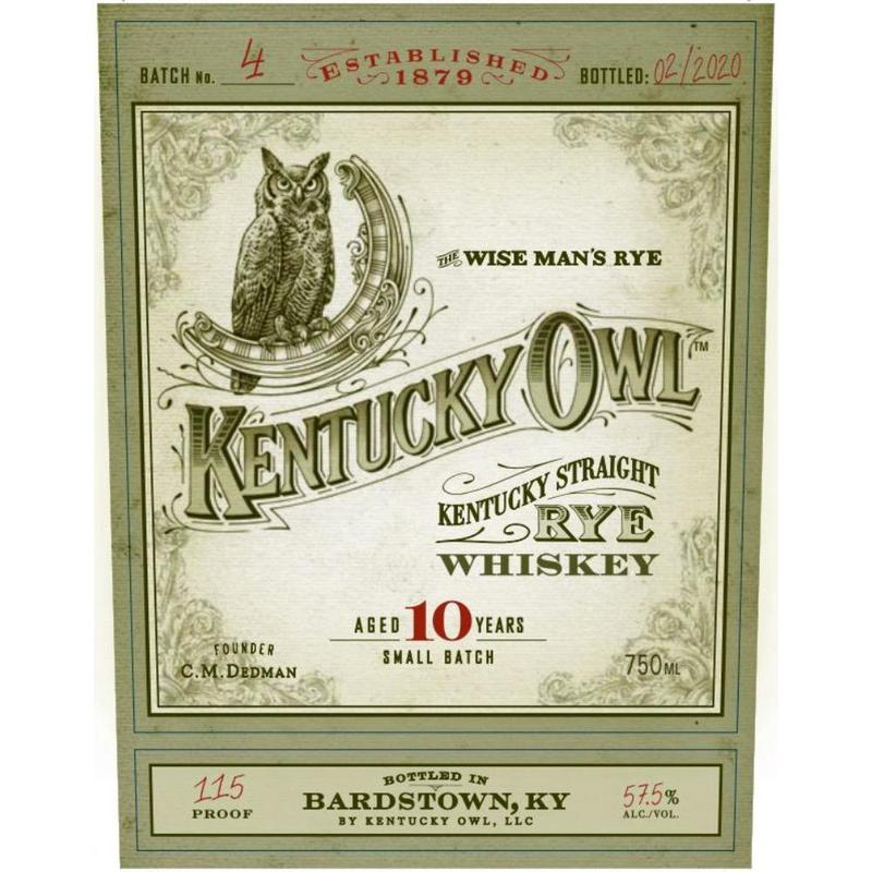 Kentucky Owl 10 Year Old Rye Batch #4
