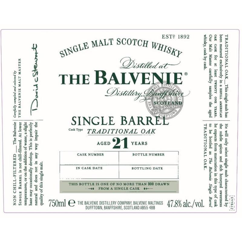 The Balvenie 21 Year Old Single Barrel Traditional Oak
