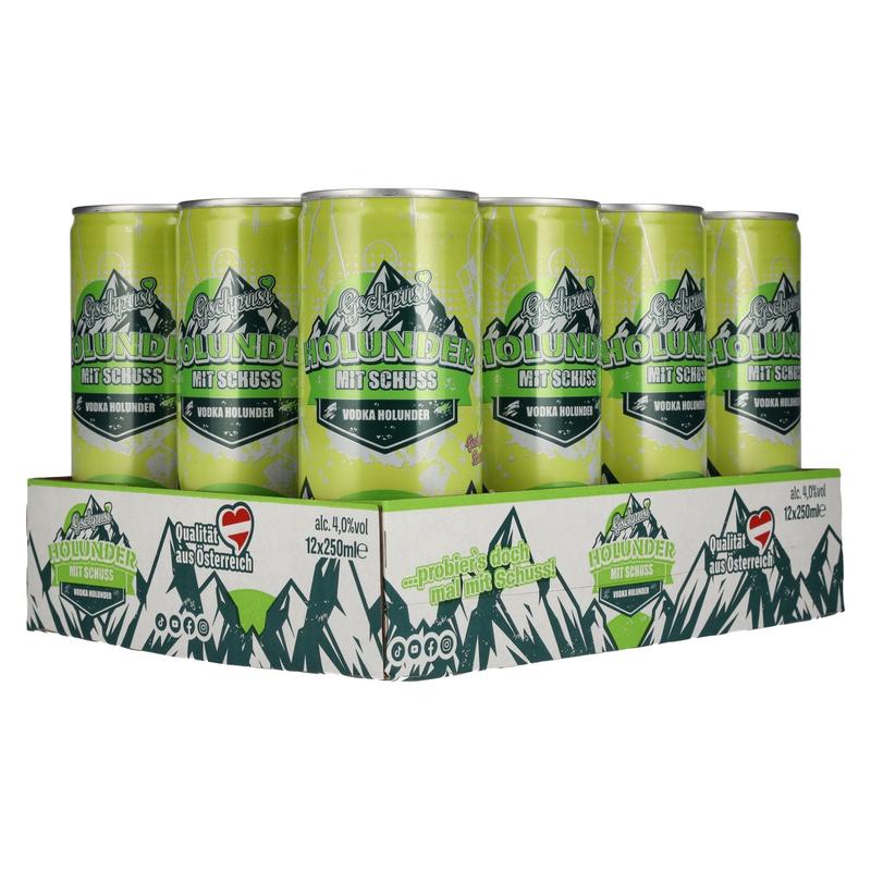 Gschpusi Holunder with Schuss Pfand 4% Vol. 12x0,25l Dosen