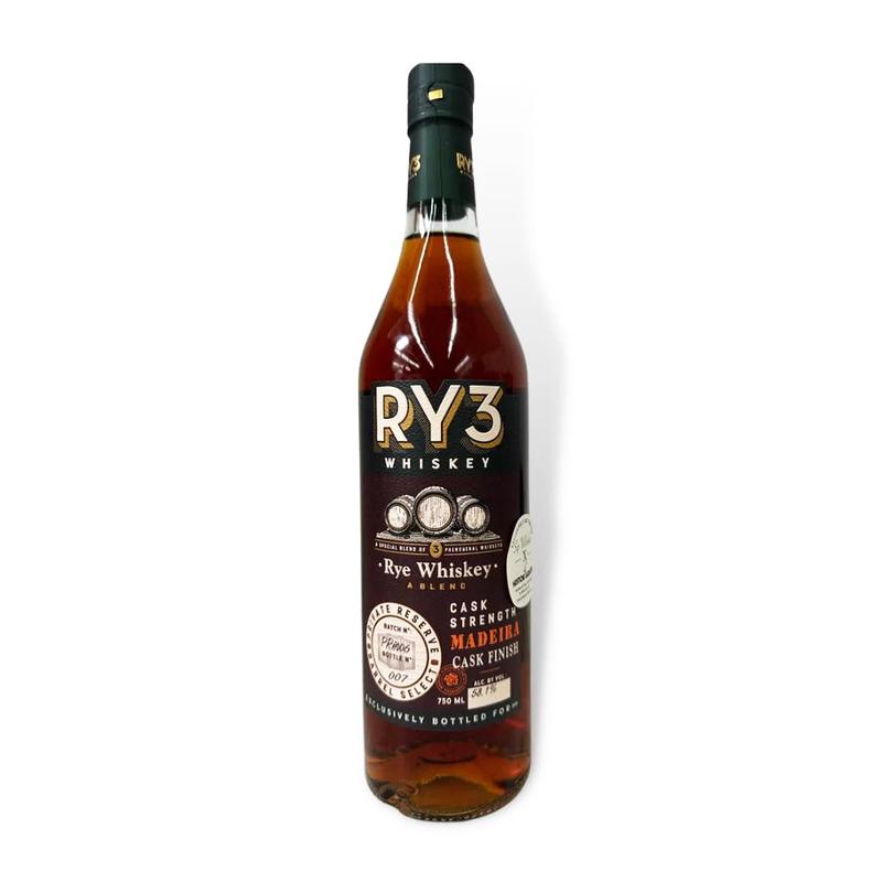 RY3 Rye Whiskey Cask Strength Madeira Cask Finish 'Sip Whiskey X Nestor Liquor' Private Selection 750ML