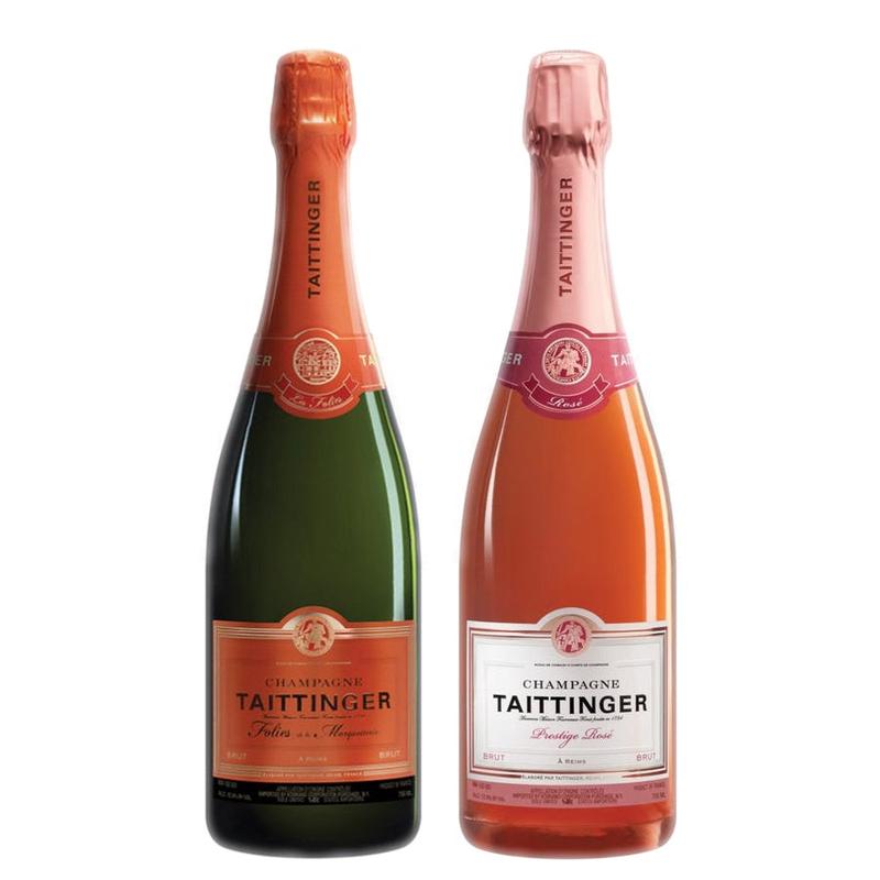 Champagne Taittinger Brut Les Folies de la Marquetterie & Champagne Taittinger Brut Prestige Rose Bundle
