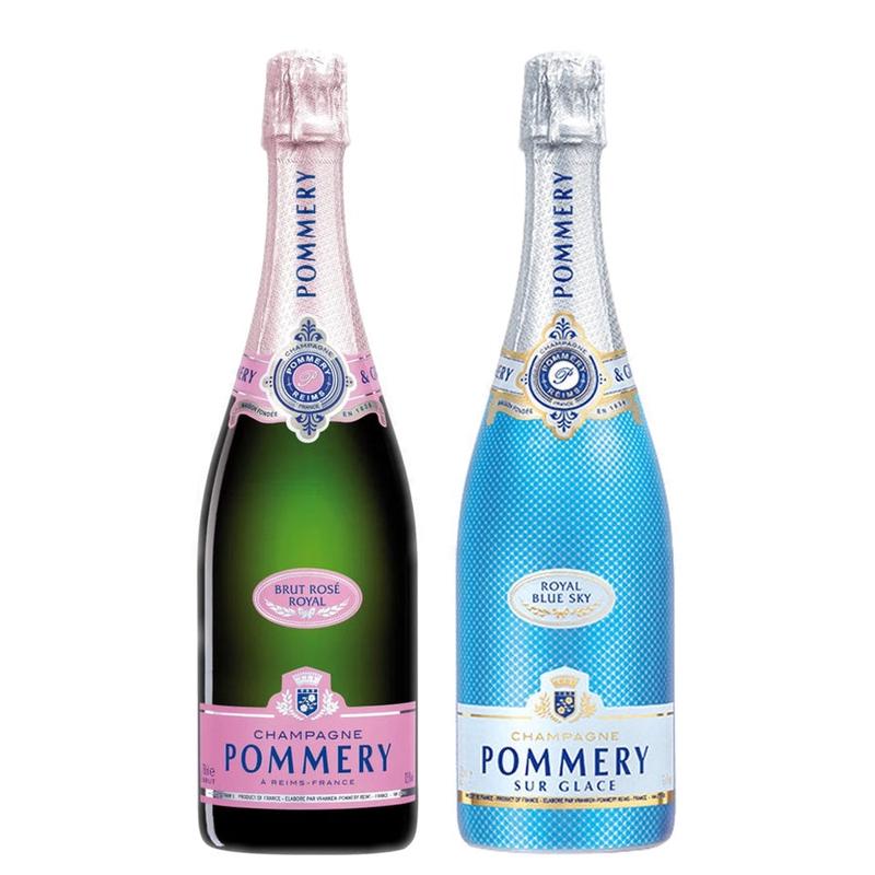 Pommery Champagne Brut Rose & Pommery Champagne Dry Royal Blue Sky Sur Glace Bundle