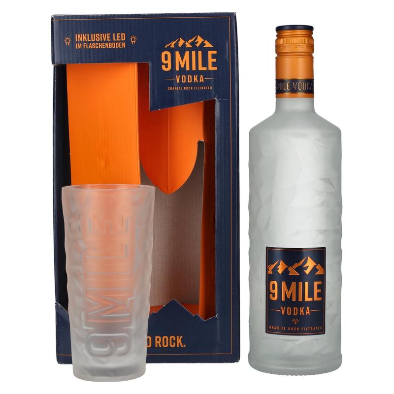 9 Mile Vodka 37,5% Vol. 0,7l in Giftbox with glass