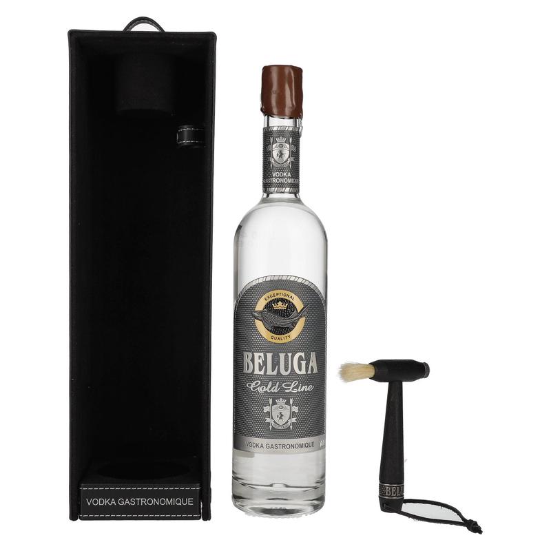 Beluga Gold Line Vodka Montenegro 40% Vol. 0,7l in Giftbox in Lederoptik with Pinsel