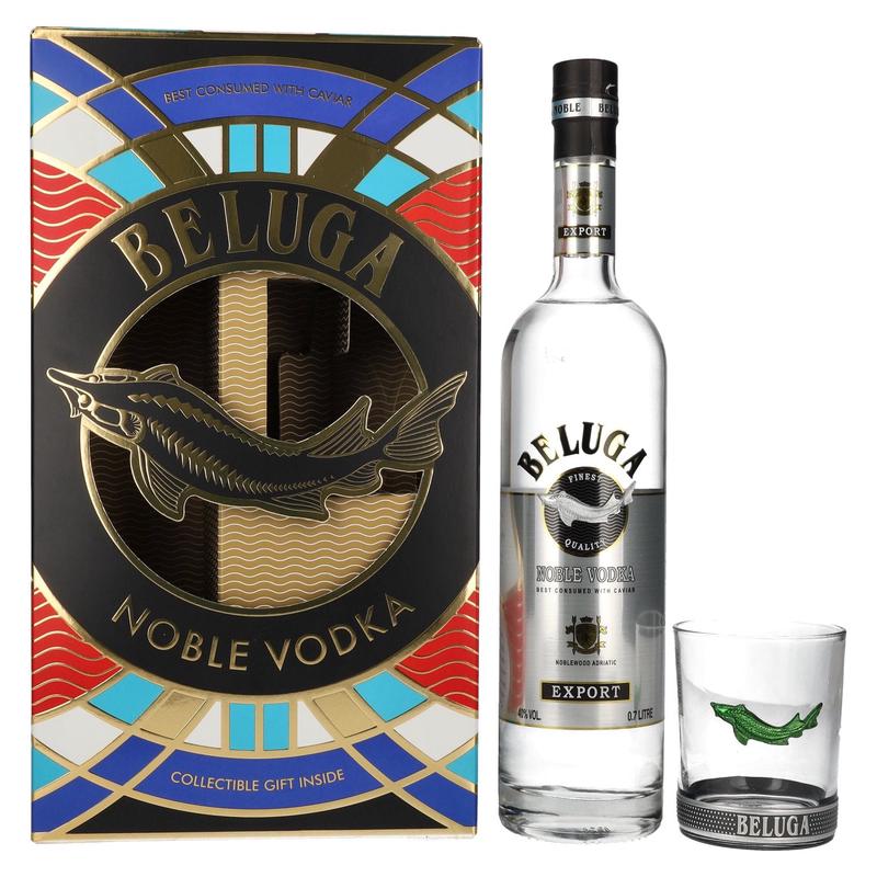Beluga Noble Vodka EXPORT Montenegro 40% Vol. 0,7l in Giftbox with glass